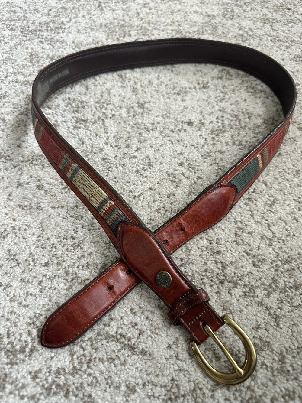Sebago Vintage Leather & Fabric Men’s Belt 36